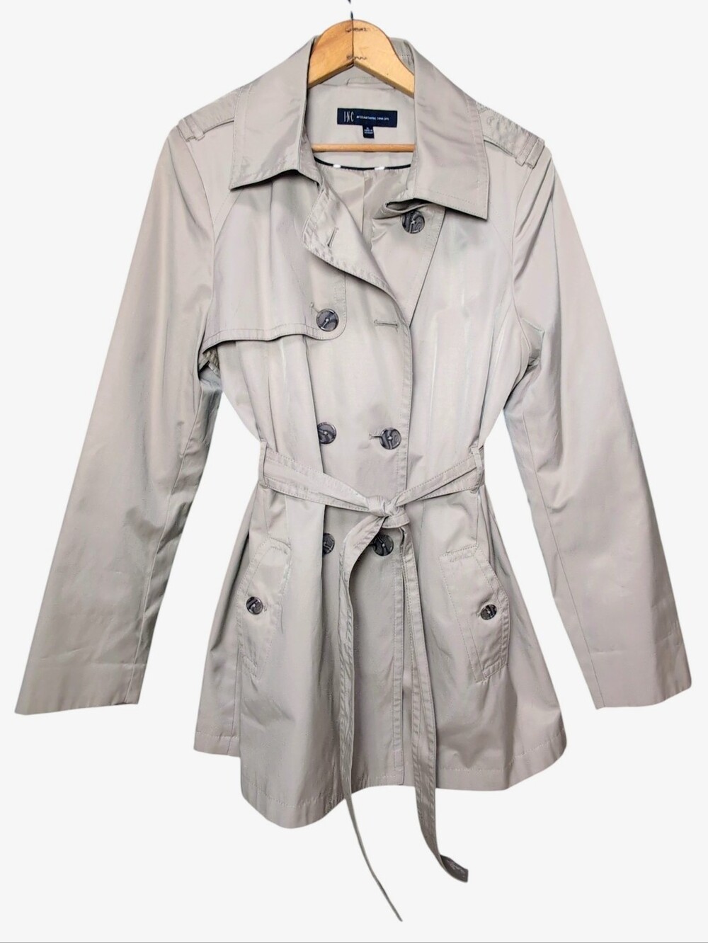 INC Trench Coat Khaki Mid-length Waterproof Women's Size EXTRA LARGE